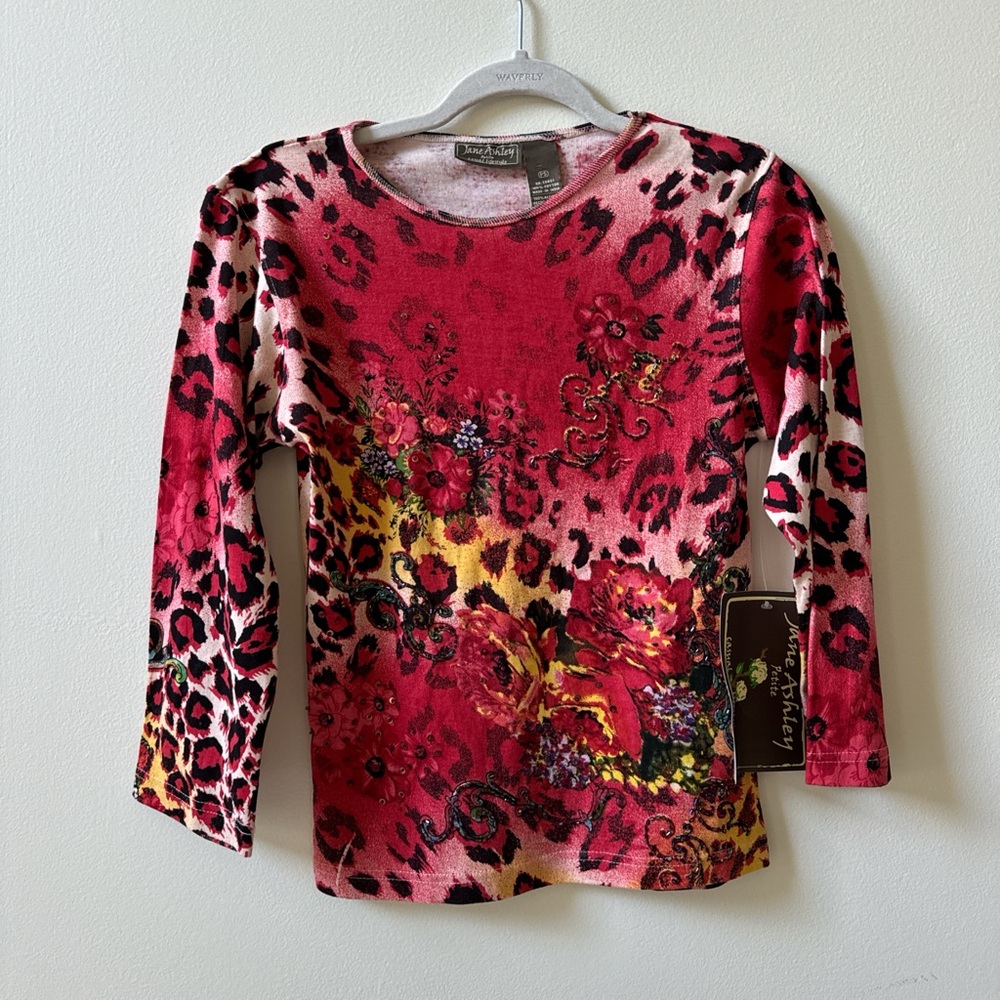 Jane Ashely | Petite Small | Embellished Long Sleeve Top